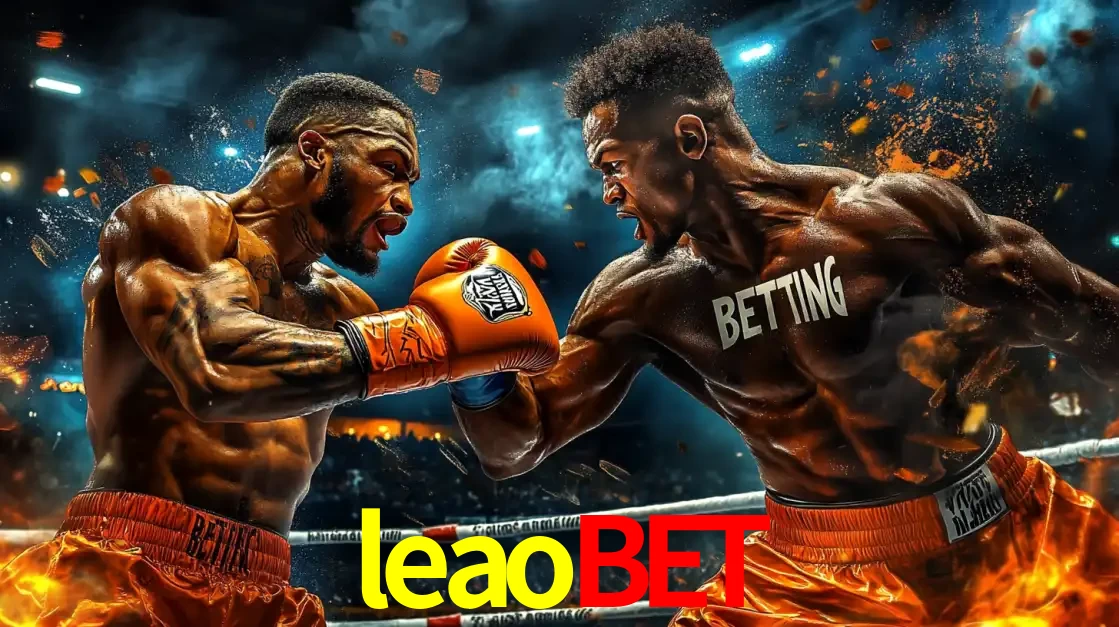 Dois boxeadores em uma luta intensa e explosiva, representando a adrenalina e as oportunidades de apostas em esportes de combate disponíveis na plataforma leaobet.