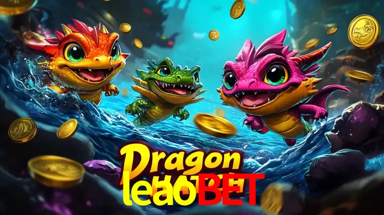 Arte promocional do jogo Dragon Hatch com três adoráveis dragões bebês nadando entre moedas de ouro, um dos slots mais divertidos para jogar no cassino leaobet.