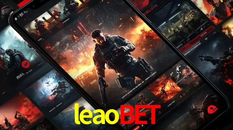 Tela de um celular exibindo uma galeria de jogos de tiro com temática militar, mostrando a variedade de e-sports disponíveis para apostas na plataforma de entretenimento leaobet.