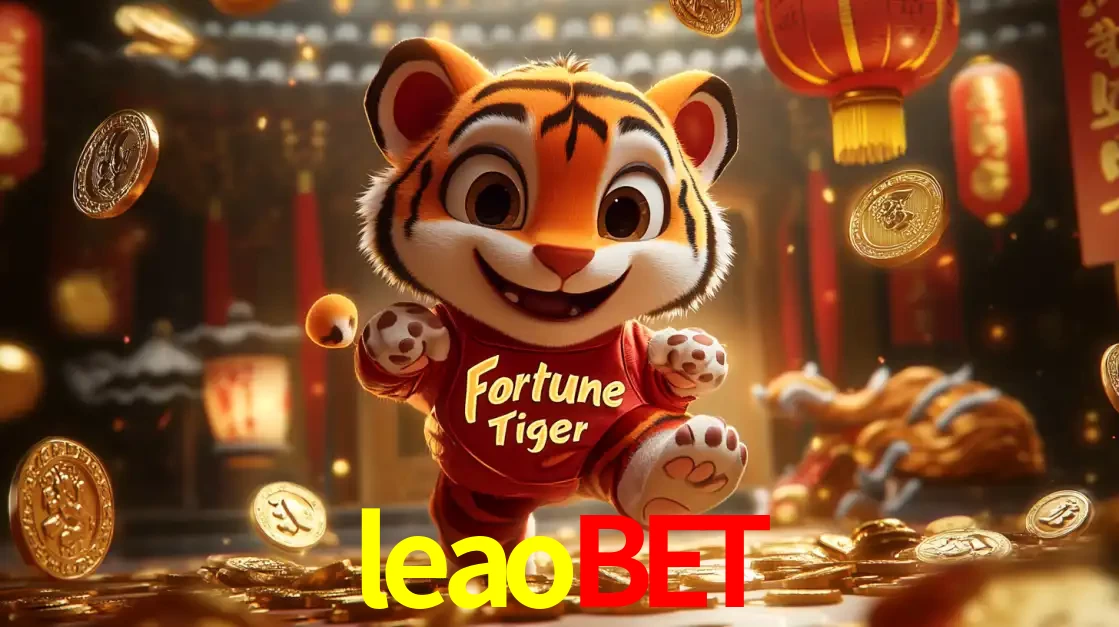 O alegre personagem do Fortune Tiger correndo sobre um caminho de moedas de ouro, simbolizando os grandes prêmios e a diversão do popular jogo de slot do leaobet.