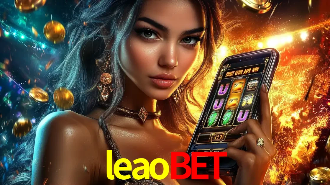 Mulher elegante mostrando um jogo de caça-níqueis em seu smartphone, destacando a experiência de cassino móvel oferecida pelo aplicativo leaobet.